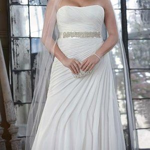 Plus Size Crinkle Chiffon Gown with Asymmetrical Draping